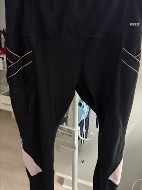 RBX Black Leggings with Light Pink Trim